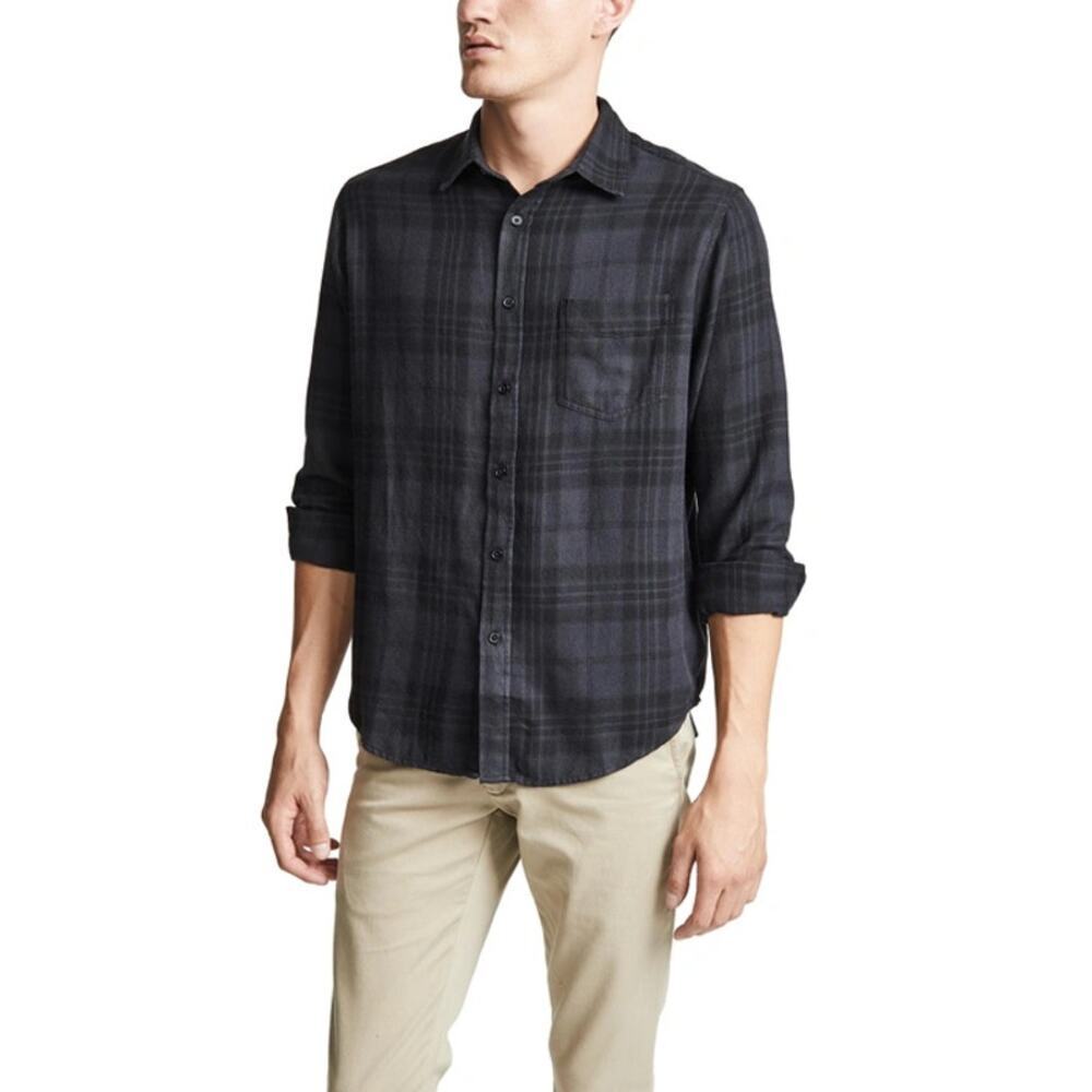 Rails Men's Lennox Plaid Relaxed Fit Shirt‎ Flannel Cotton Blend Charcoal Black